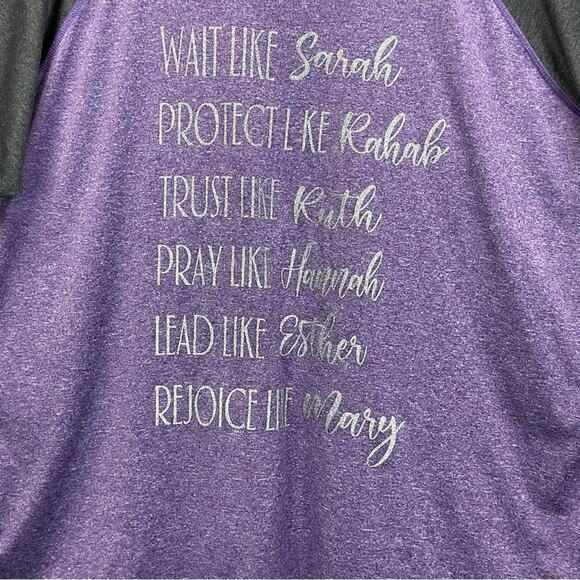Sport-Tek Graphic Inspirational T-Shirt Women's Size 3XL Purple/Gray Pullover - Picture 3 of 6